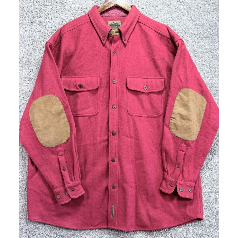 Vintage Flyshacker Wool Blend Shacket Shirt Jacket Men's XXL Red Elbow Patches
